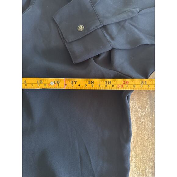 Catherine Malandrino Womens Medium Black V Neck Sheer Tunic Top LS Blouse - Picture 7 of 8